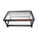 Table basse en bois massif et verre épais