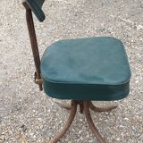 Swivel chair in green skai and chrome steel, Pullman, 1960