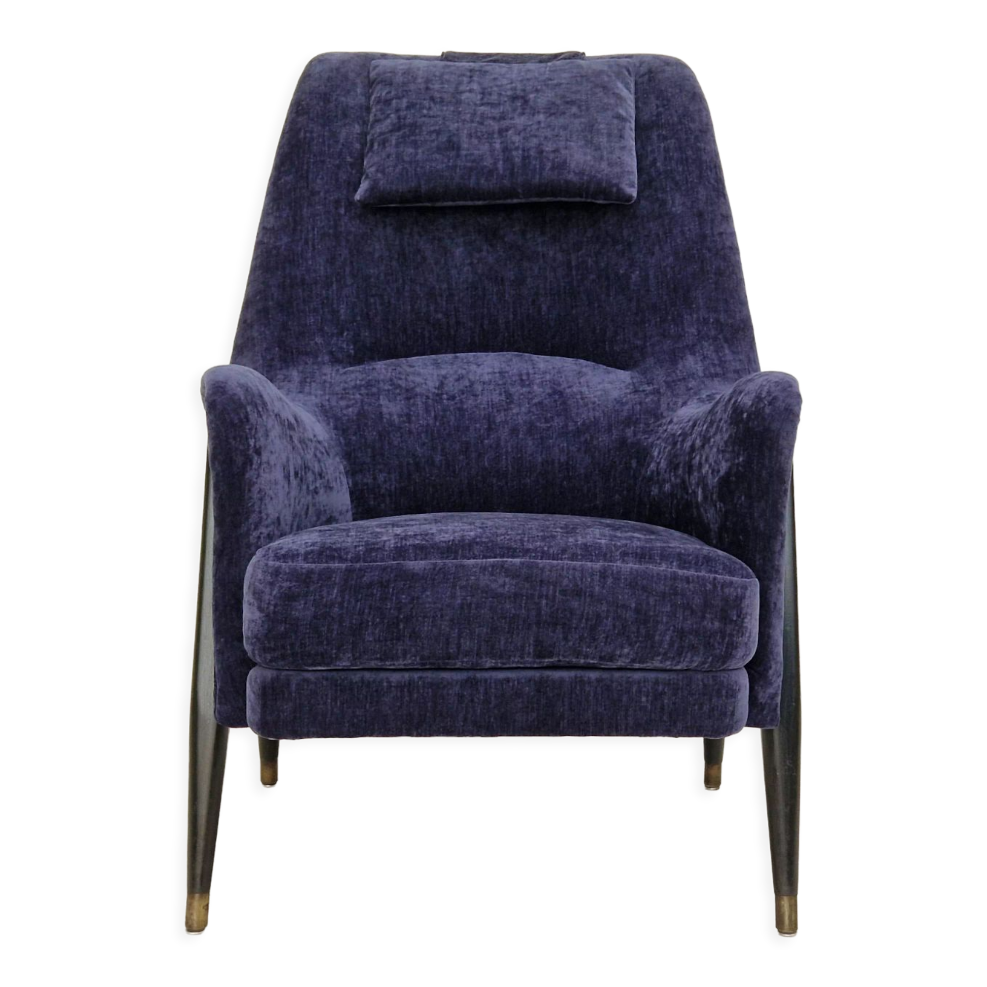 1960s, Swedish design, refurbished high-back armchair, vintage velour