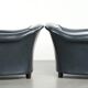 Set of dark blue cow leather club armchairs with a unique design
