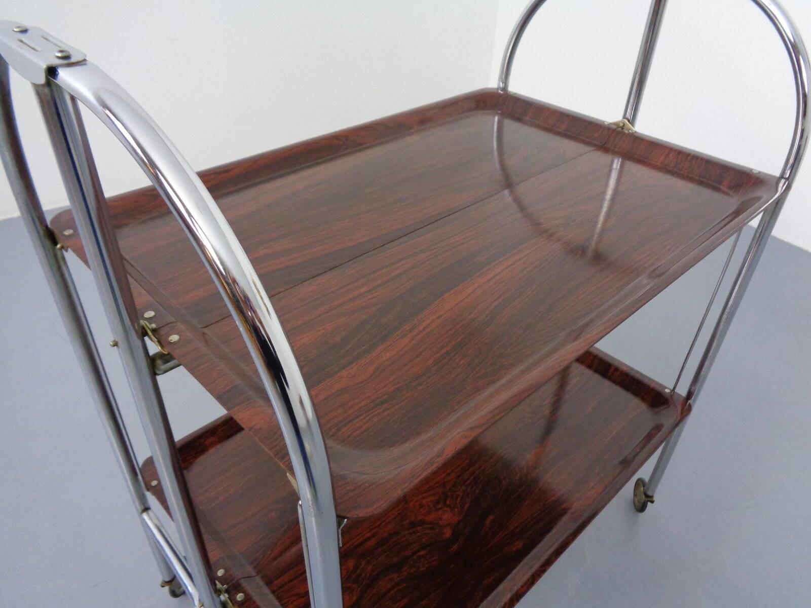 Vintage Optic Rosewood Pressalit Tea Cart, 1970s
