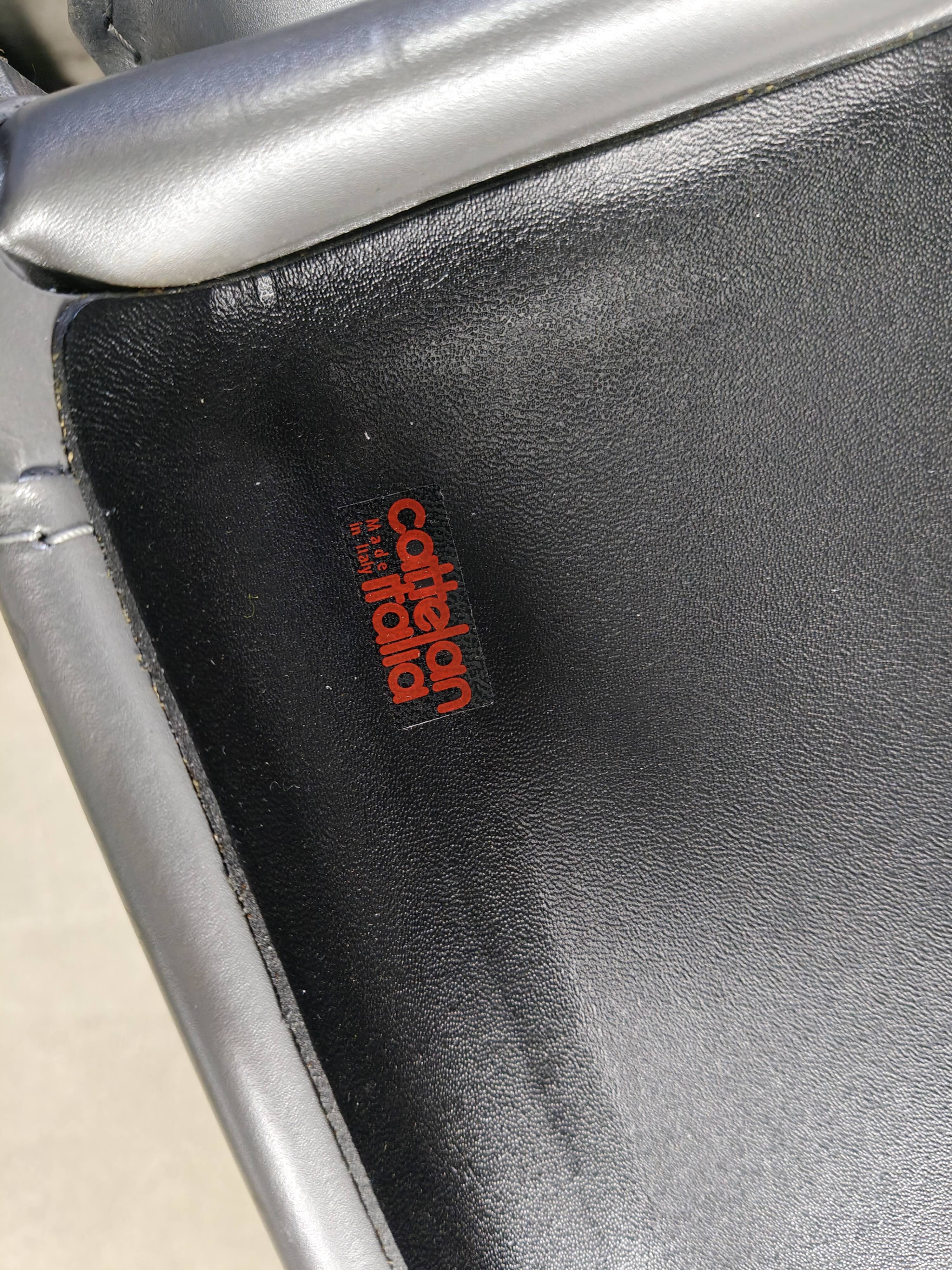 Chaises de salle à manger en cuir gris par Cattelan Italie, lot de 8 - années 1980