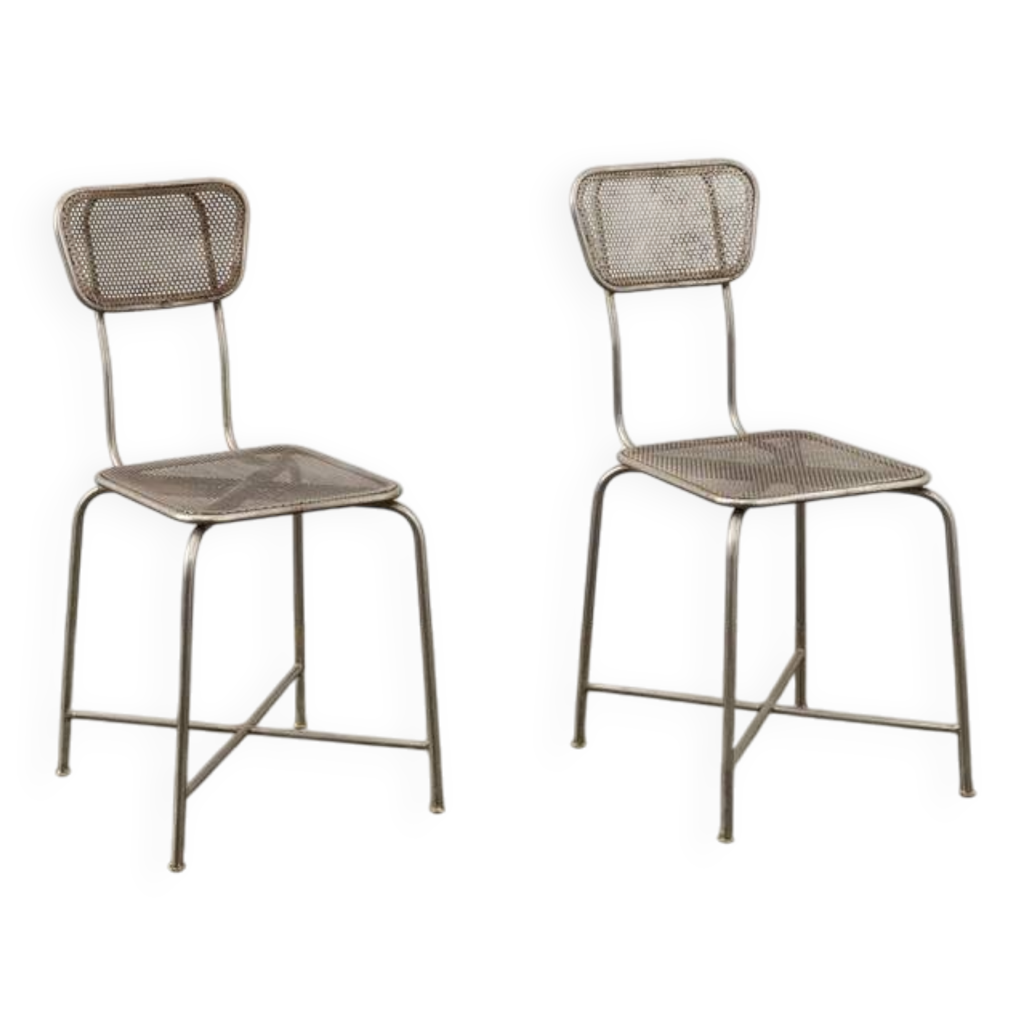 Vintage perforated metal chairs