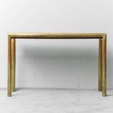 Console en laiton et ronce, modernisme vintage des années 1970