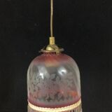 Art deco pendant lamp in glass and pearls