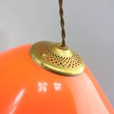 Mid-Century Modern Italian Orange Plexiglass and Brass Pendant Lamp, 1960s