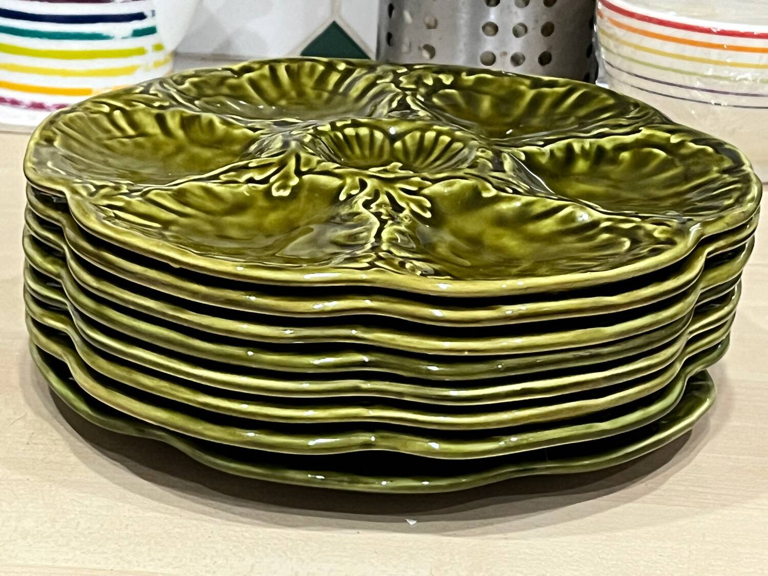 8 assiettes à huîtres Gien