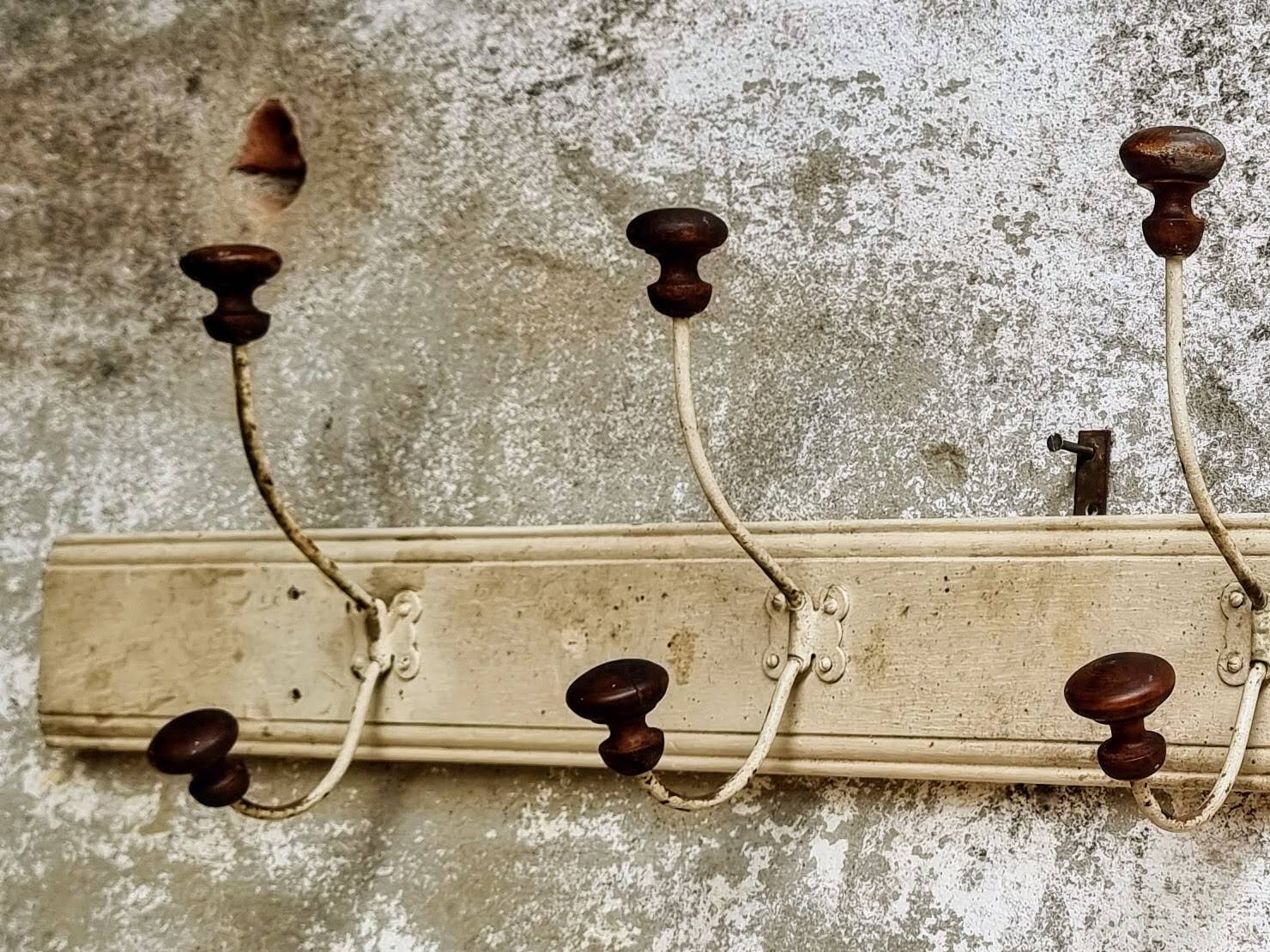 Antique wall coat rack 120 cm French