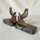 Pair of art deco bronze bookends pigeons dove marble