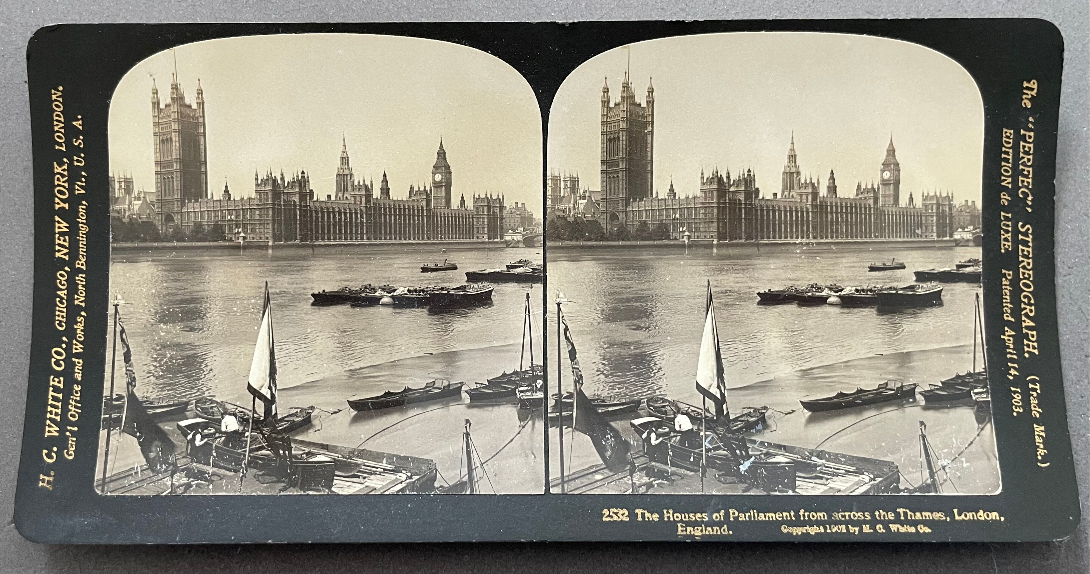 Old photography stereo, stereograph, luxury albumine 1903 Palace of Parliament, London