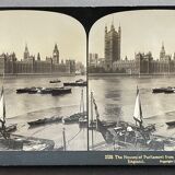 Old photography stereo, stereograph, luxury albumine 1903 Palace of Parliament, London