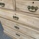 English stripped commode made of solid raw wood from the 19th century.