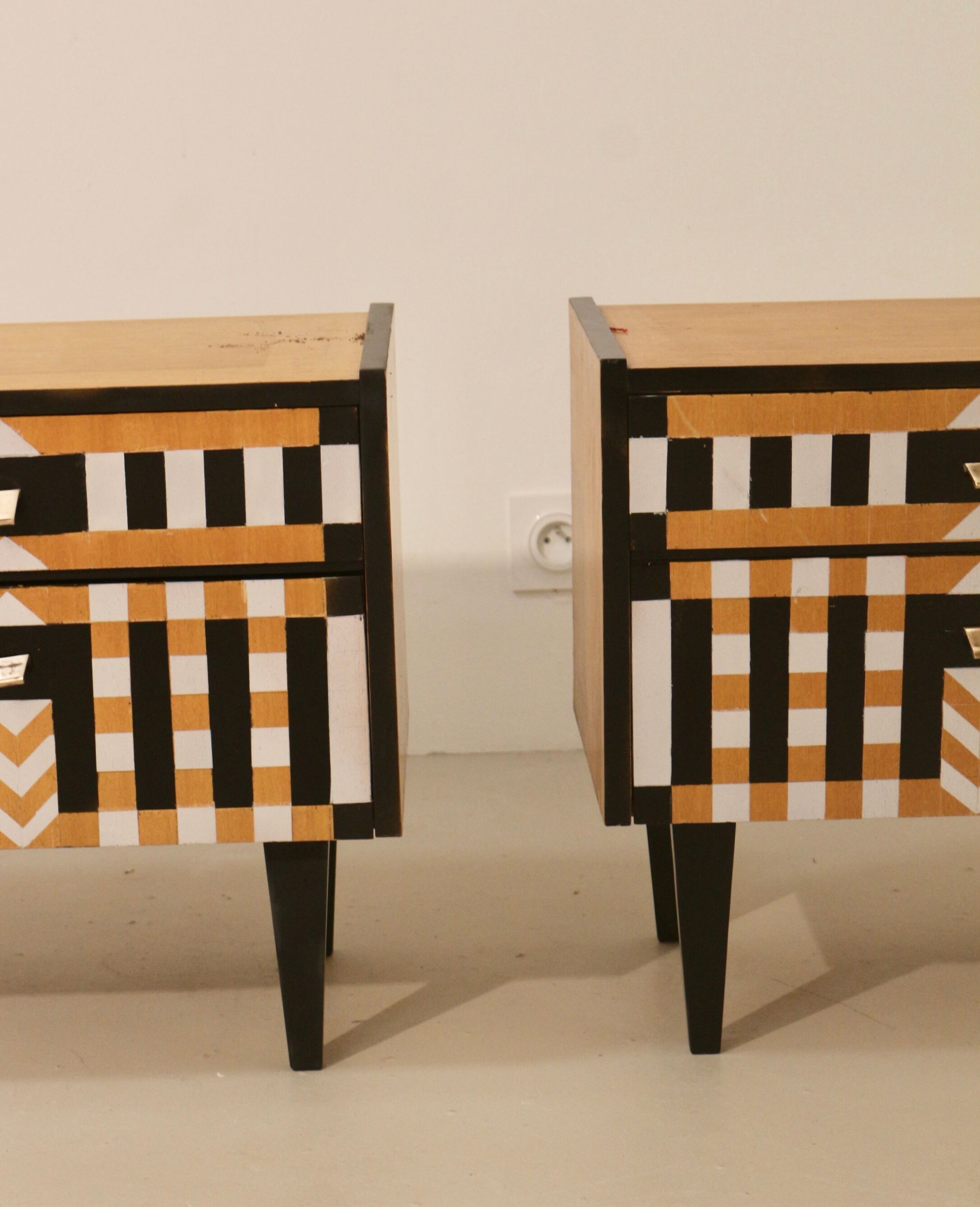 Pair of bedside table restyled swing door year 60