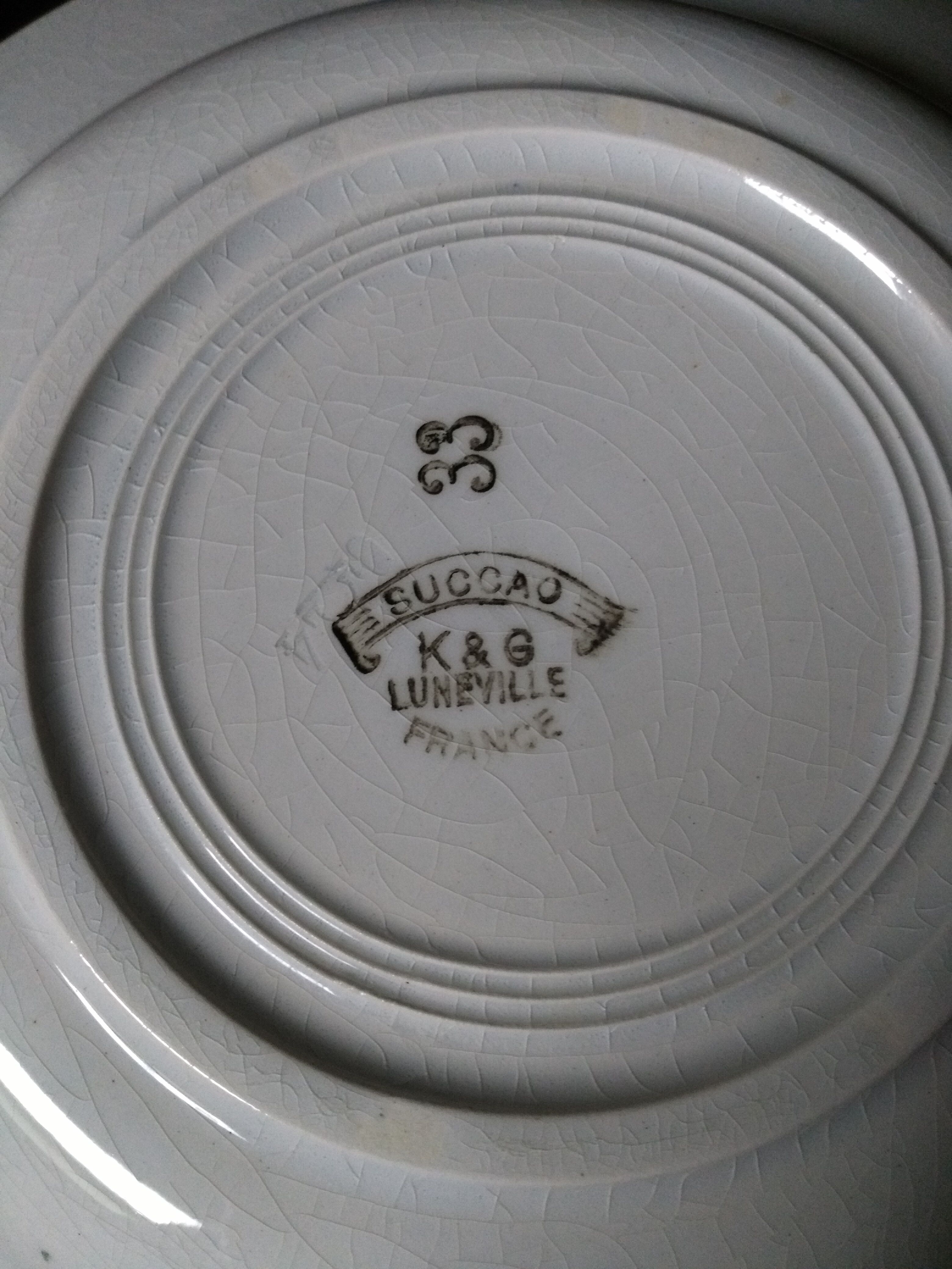 Set of 6 Art Deco plates in Lunéville porcelain model SUCCAO