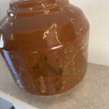 Brown ceramic vase with gilding by Lucien Brisdoux