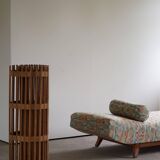 Art Deco bench, reupholstered in vintage fabric, Danish cabinetmaker, 1940s.