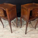 Pair of Louis XV style walnut bedside tables, right and left