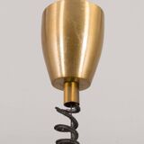 Lampe à suspension italienne du milieu du siècle en laiton et acrylique, 1970