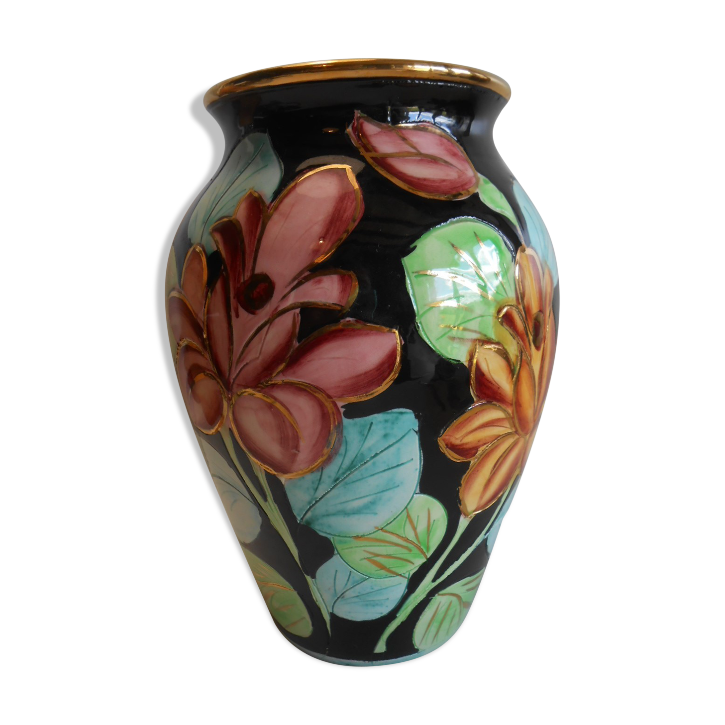 Vase polychrome vallauris jtf floral 50