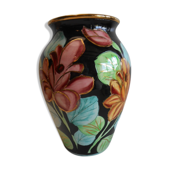 Vase polychrome Vallauris jtf floral 50