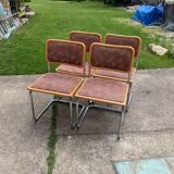 Set of 4 mid century modern upholstered cesca chair Italy 1970