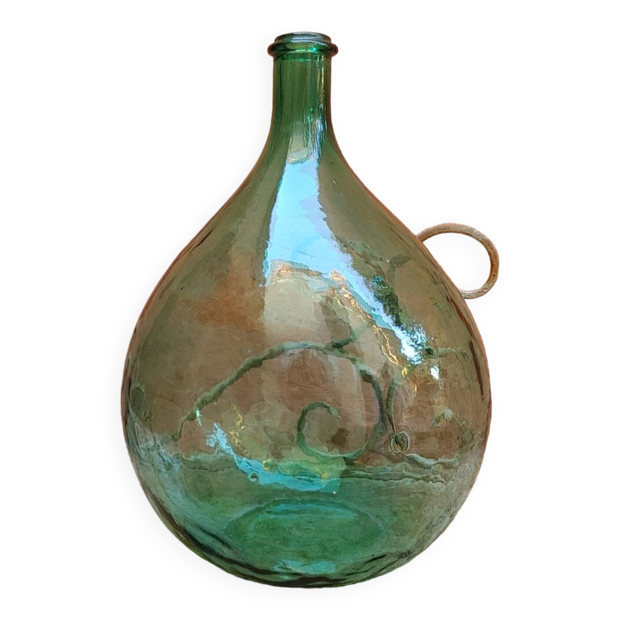 Demijohn old bubbled glass - 15 liters - height 42 cm ( c)