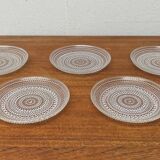 Set of 5 vintage Finnish glass plates from the Kastehelmi series by Oiva Toikka for Iittala.