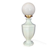 Lampe à poser  vintage en céramique bleue et opaline blanche