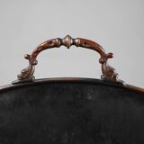 Mid-century magazine rack in hammered copper, France ca. 1900