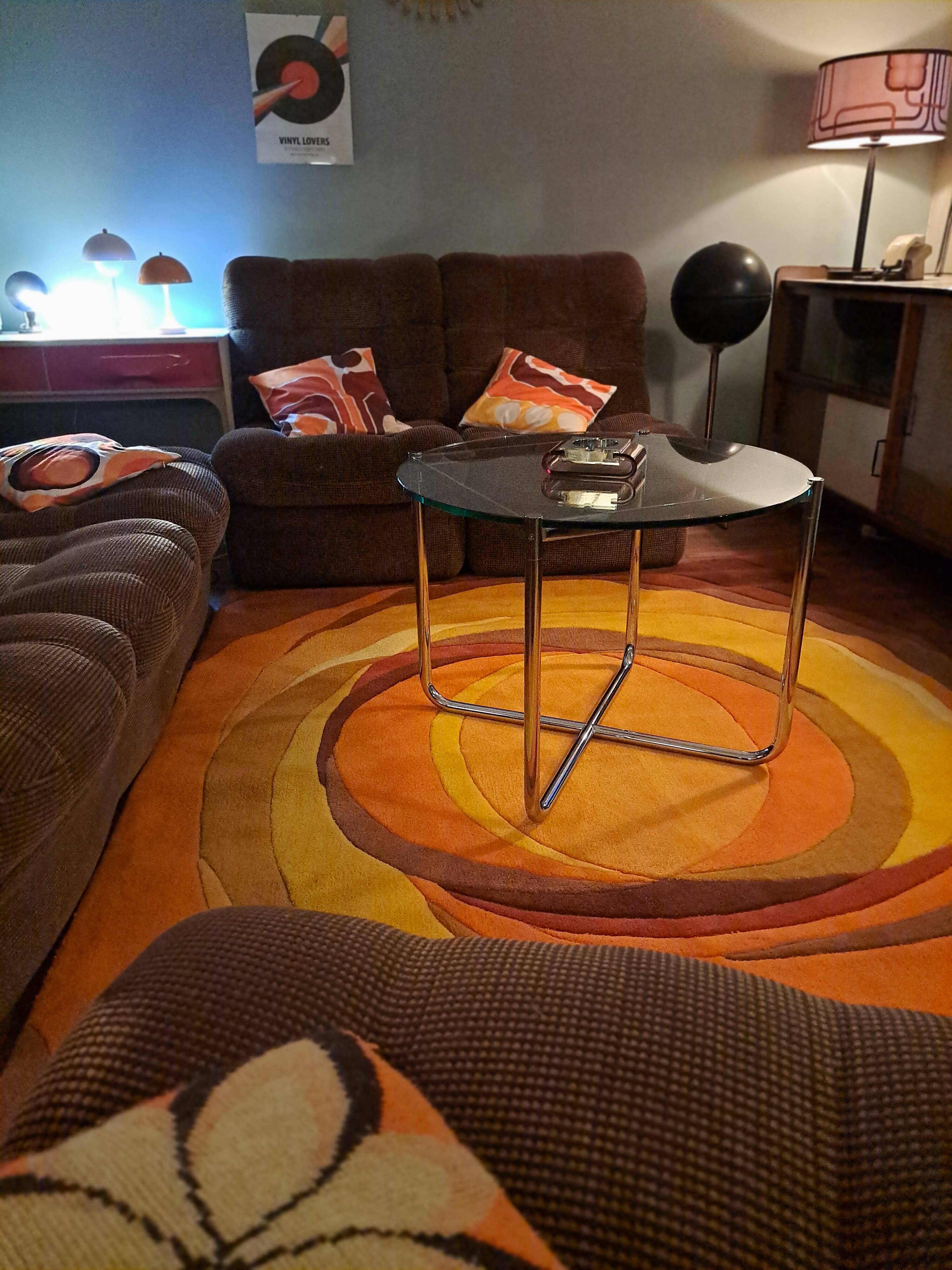 Van Der Rohe Italy Bauhaus' MR coffee table, occasional glass/chromed steel