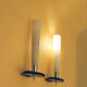 Set of two mid-century appliques in satin glass, crystal and chromed brass