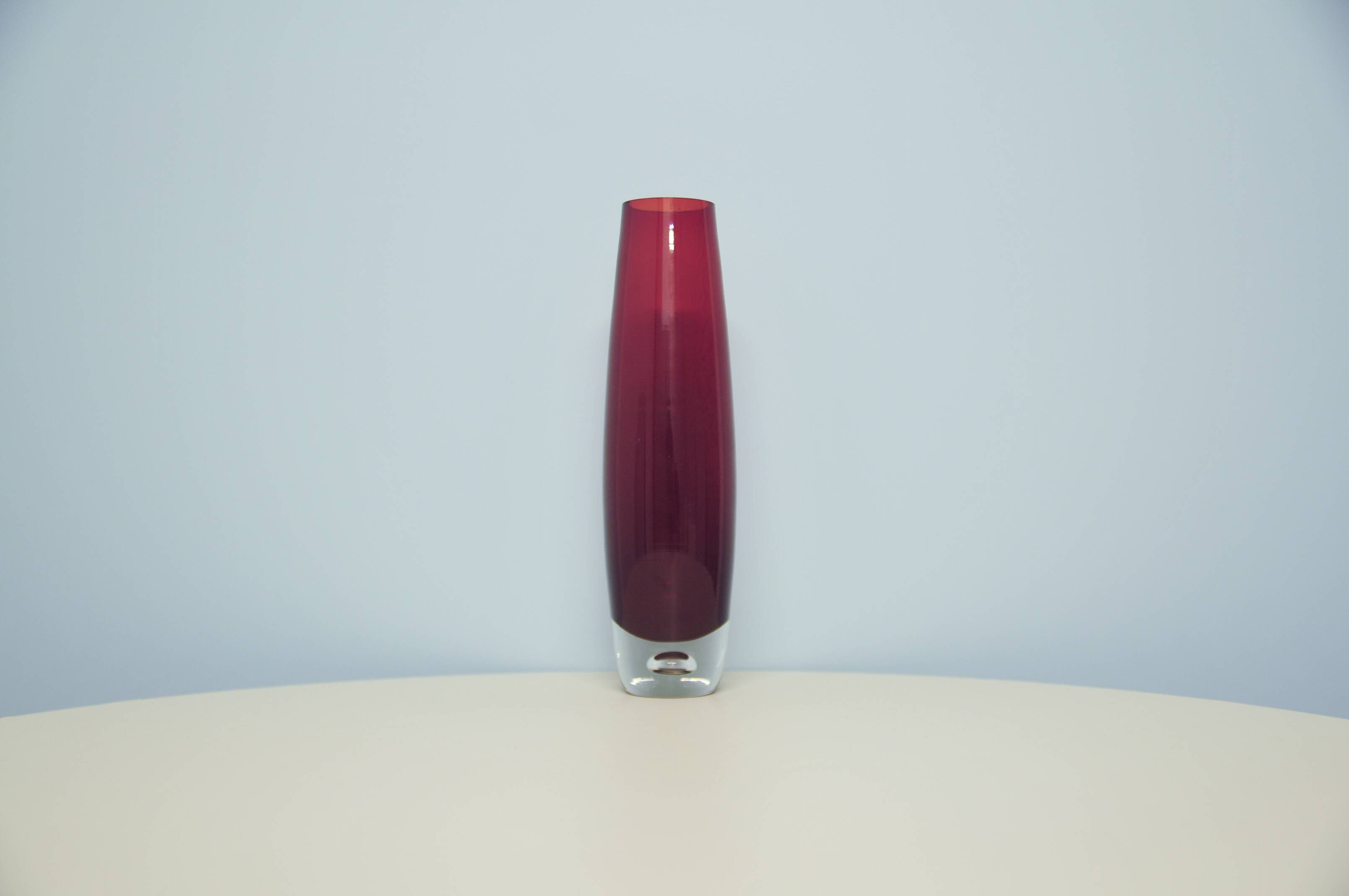 vintage red glass tall vase drop