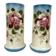Pair of opaline vases with enameled decoration, late 19th century