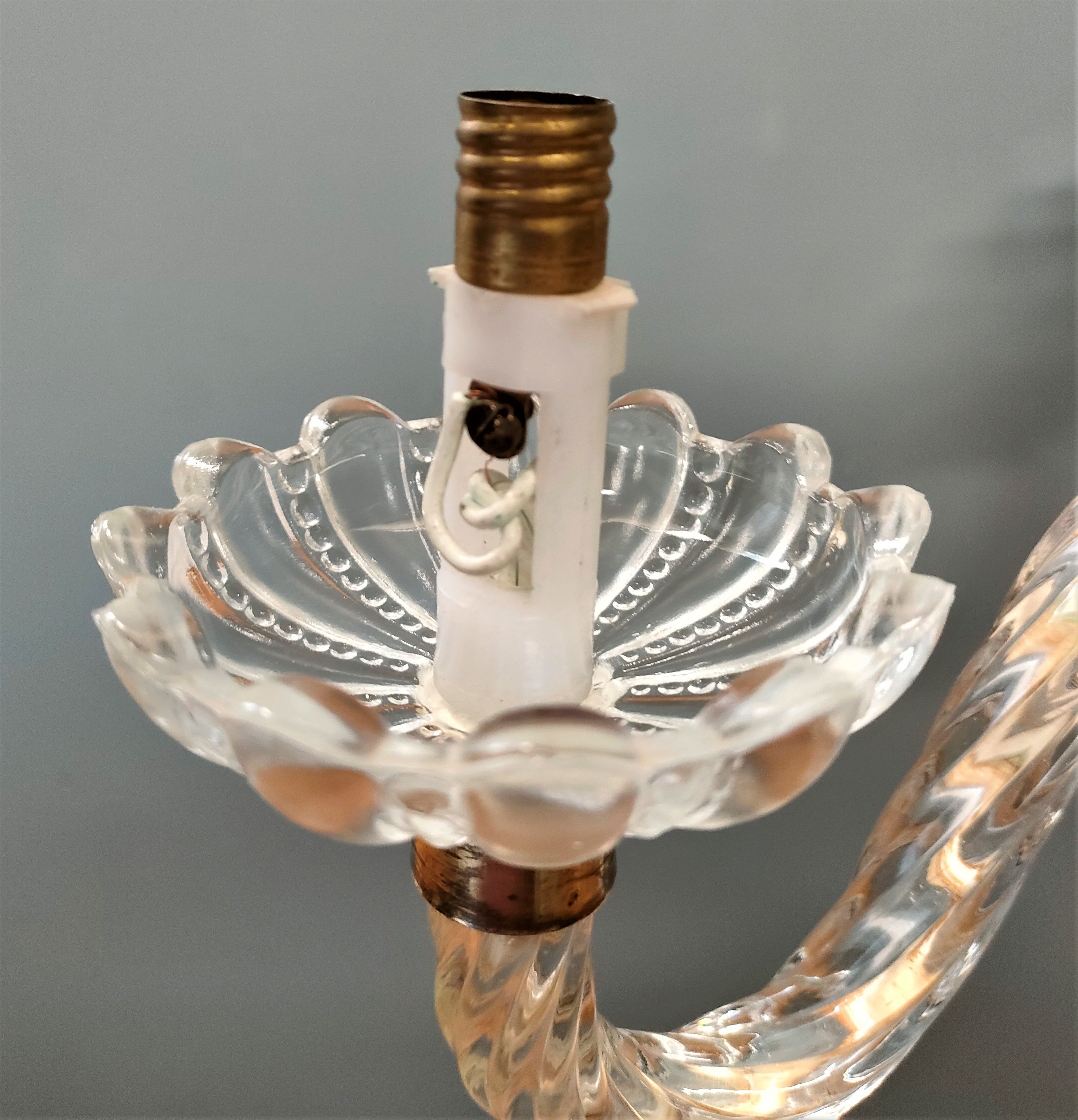 Small Venetian chandelier, three-burner twisted blown glass 1950s - Brass, Glass