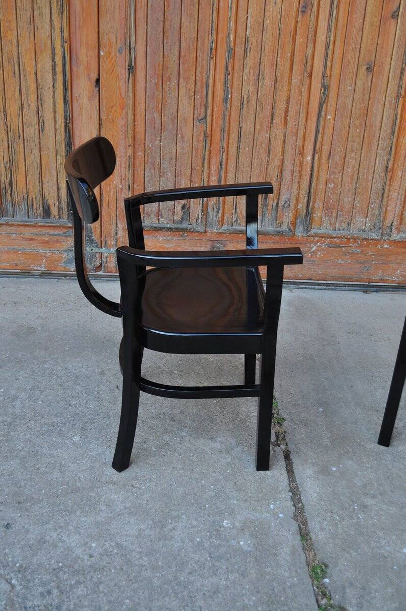 Pair of black Art Deco chairs in wood by Lajos Kozma, Szék és Faárugyár, 1920s
