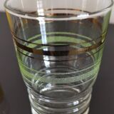 Set of 4 colored granite glasses with its carafe