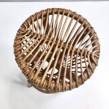 Pair of Postmodern Italian Round Bamboo Stools in the style of Agnoli
