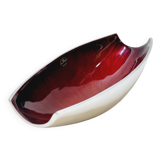 Designer bowl centerpiece in iridescent red enameled metal