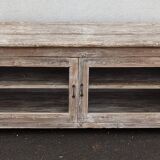 Glass sideboard in antique wood