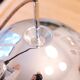 Vintage chrome dome suspension light, space age 70s, concentric rings bla.