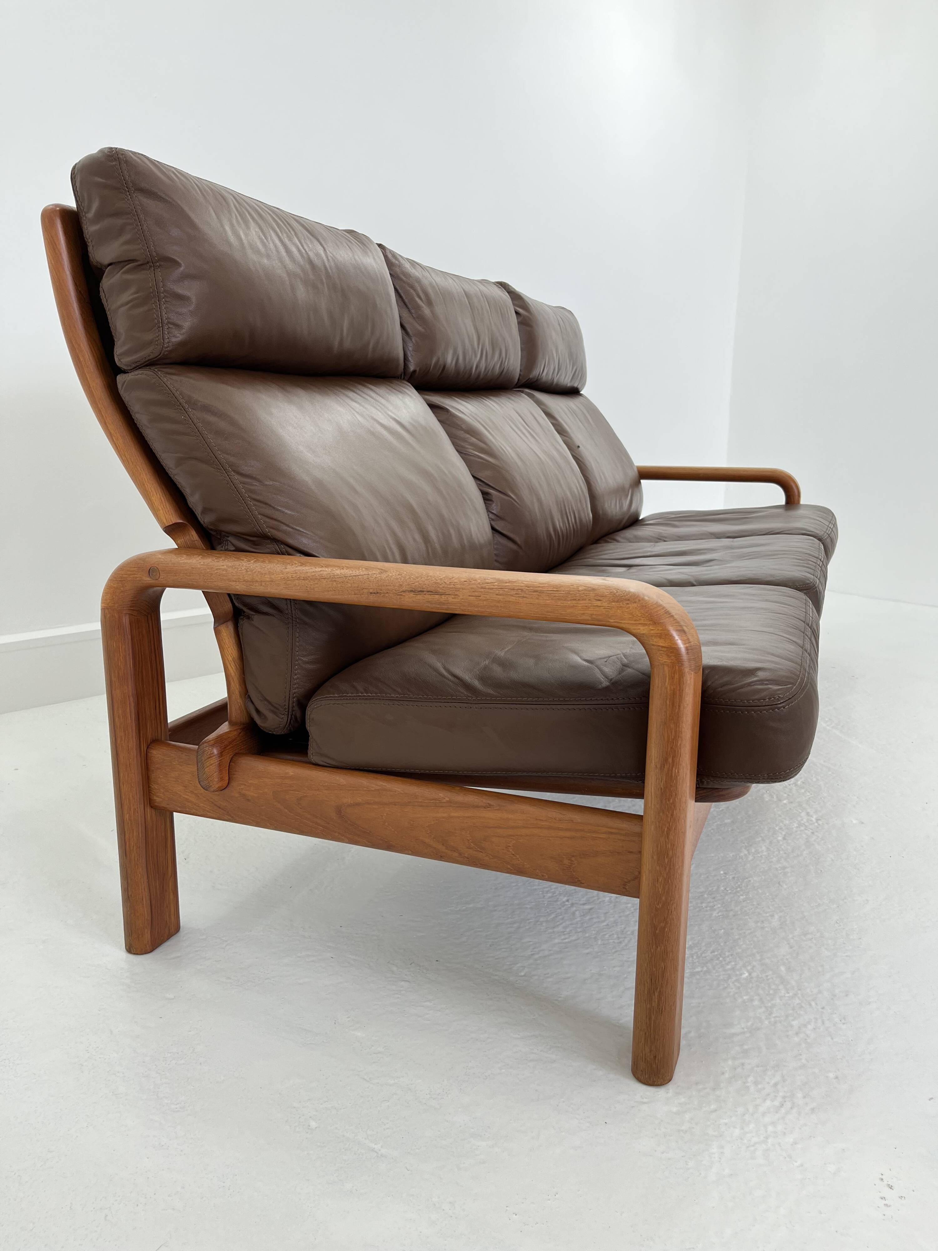 Mid-Century Leather 3-Seater Sofa by .L. Olsen & Søn, Denmark, 1960