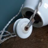 Adjustable "rise and fall" suspension, opaline and porcelain rise and fall