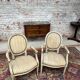 Pair of Armchairs with Back Medallion Lacquered Wood Louis XVI Style XIX Century