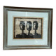 Woodcut glazed painting "Three Figures" by A. Holm, vintage & framed 37×32cm
