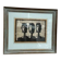 Woodcut glazed painting "Three Figures" by A. Holm, vintage & framed 37×32cm