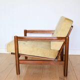 Fauteuil Vintage en Velours Olive, Années 70