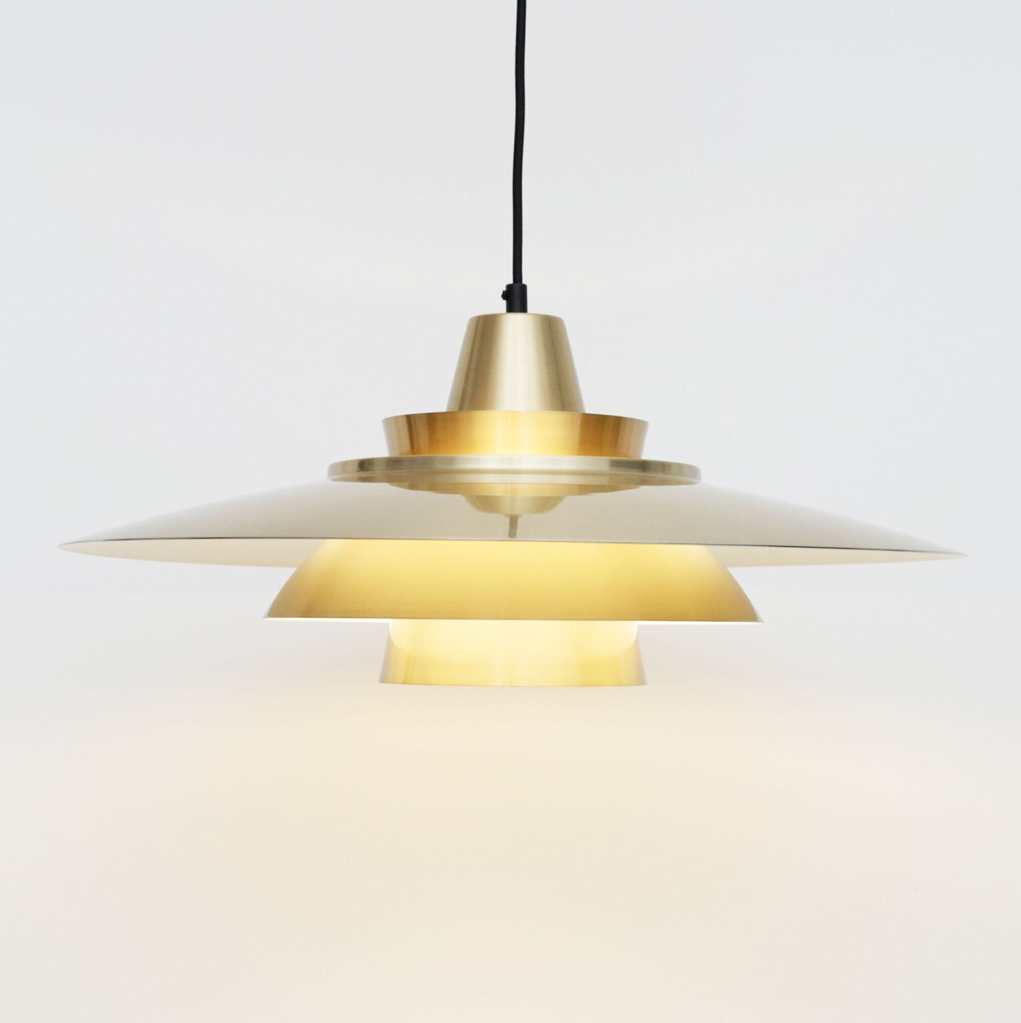 Vintage pendant lamp in golden brass, danish 1970s