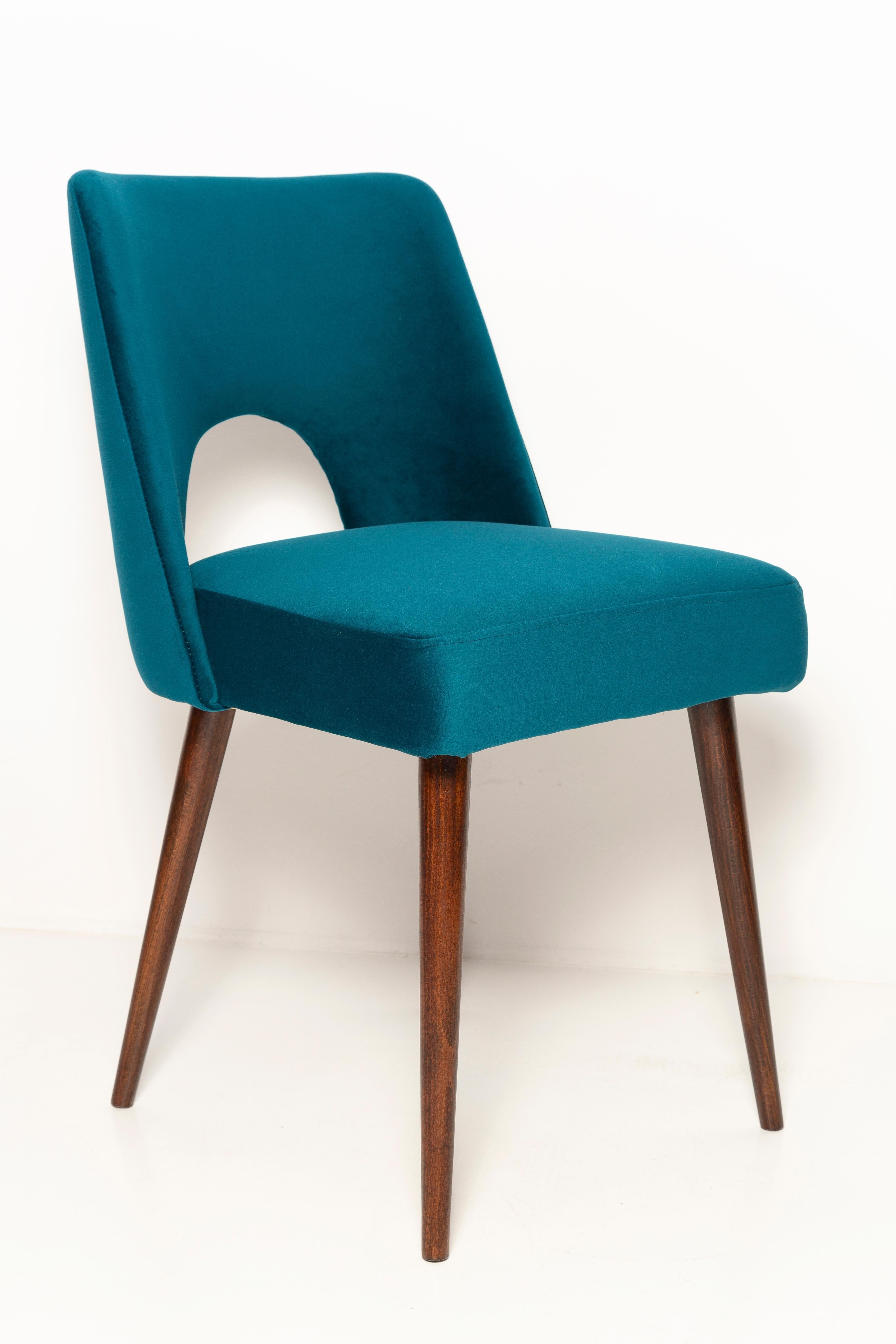 Chaise 'Shell' en Velours Vert Émeraude Milieu du Siècle, Europe, 1960s