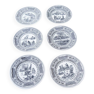 6 old talking plates Gien – Friendship