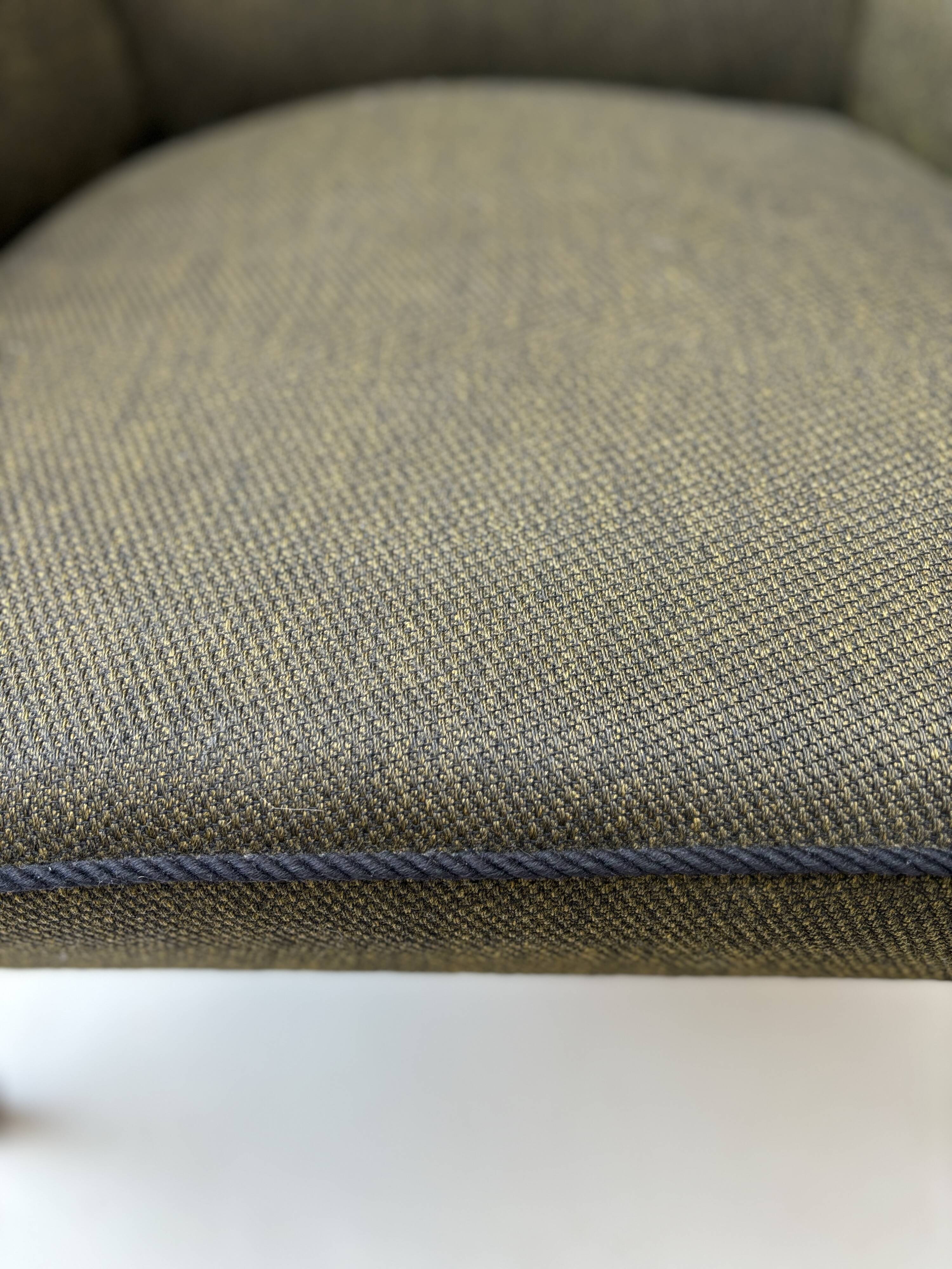 Pair of vintage wooden and fabric armchairs from the 1960s.